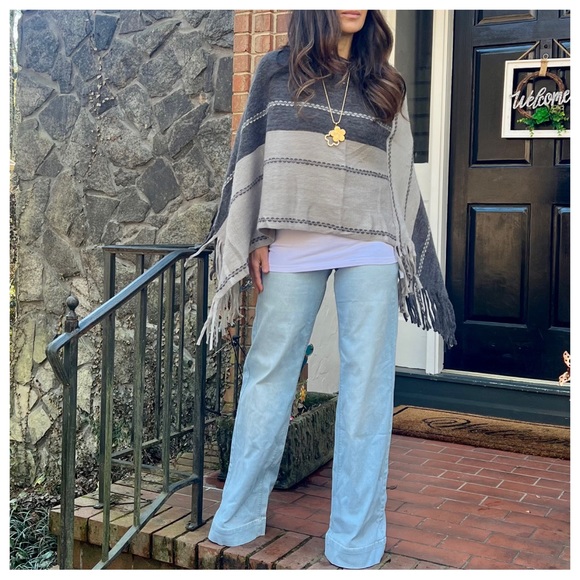 Boho Soft Knit Fringed Poncho - Picture 5 of 5